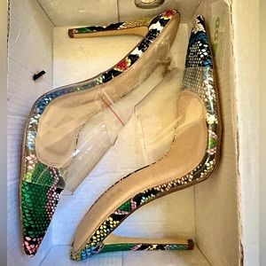 Fashion Nova Plastic Clear Heels snakeskin 7.5